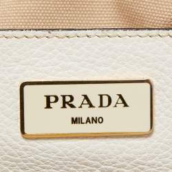 Prada White Vitello Daino Leather Satchel