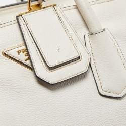 Prada White Vitello Daino Leather Satchel