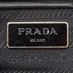 Pre Owned Prada Black Quilted Tessuto Impuntu Chain Tote