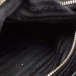 Pre Owned Prada Black Quilted Tessuto Impuntu Chain Tote