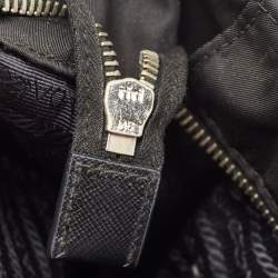 Pre Owned Prada Black Quilted Tessuto Impuntu Chain Tote