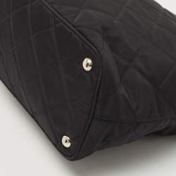 Pre Owned Prada Black Quilted Tessuto Impuntu Chain Tote