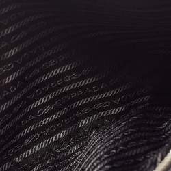 Prada Black/White Saffiano Leather Small Stripe Double Zip Tote