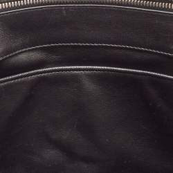 Prada Black/White Saffiano Leather Small Stripe Double Zip Tote