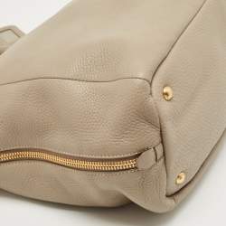 Pre Owned Prada Grey Vitello Daino Leather Side Zip Tote