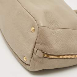 Pre Owned Prada Grey Vitello Daino Leather Side Zip Tote