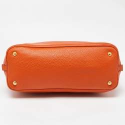 Pre Owned Prada Orange Vitello Daino Leather Large Shopping Tote