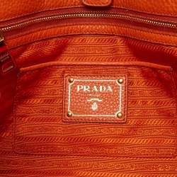 Pre Owned Prada Orange Vitello Daino Leather Large Shopping Tote