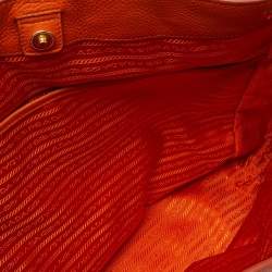 Pre Owned Prada Orange Vitello Daino Leather Large Shopping Tote