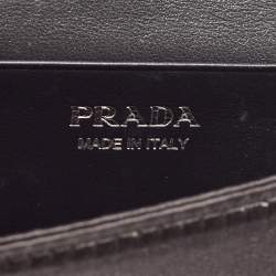 Pre Owned Prada Black Satin Crystals Embellished Triangular Logo Card Case with Chain 