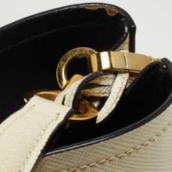 Pre Owned Prada Cream Saffiano Leather Small Panier Bag