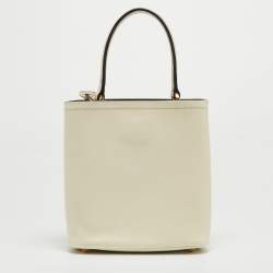 Pre Owned Prada Cream Saffiano Leather Small Panier Bag