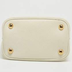 Pre Owned Prada Cream Saffiano Leather Small Panier Bag