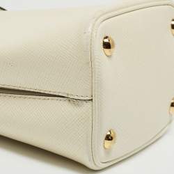 Pre Owned Prada Cream Saffiano Leather Small Panier Bag