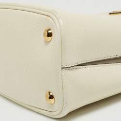 Pre Owned Prada Cream Saffiano Leather Small Panier Bag