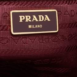 Pre Owned Prada Burgundy Saffiano Leather Extra Large Double Zip Executive Tote