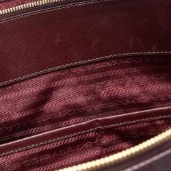Pre Owned Prada Burgundy Saffiano Leather Extra Large Double Zip Executive Tote