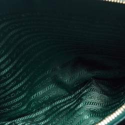 Pre Owned Prada Green Saffiano Lux Leather Small Double Zip Tote