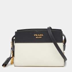 Powder Pink/black Small Saffiano Leather Prada Panier Bag