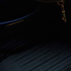 Pre Owned Prada Blue Saffiano Lux Leather Large Galleria Double Zip Tote