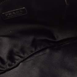 Pre Owned Prada Black Ruffles Nylon Bow Baguette Bag