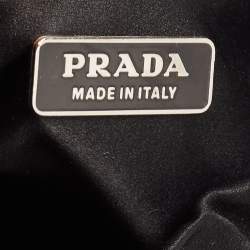 Pre Owned Prada Black Ruffles Nylon Bow Baguette Bag