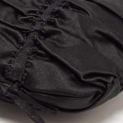Pre Owned Prada Black Ruffles Nylon Bow Baguette Bag