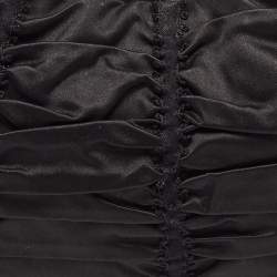 Pre Owned Prada Black Ruffles Nylon Bow Baguette Bag