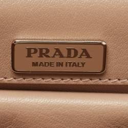 Prada Beige Madras Woven Leather Chain Flap Bag