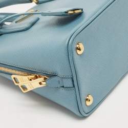 Pre Owned Prada Light Blue Saffiano Lux Leather Small Promenade Satchel