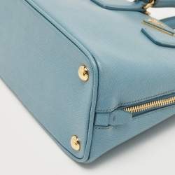 Pre Owned Prada Light Blue Saffiano Lux Leather Small Promenade Satchel