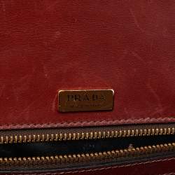 Prada Brown/Black Leather Animalier Cahier Flap Top Handle Bag