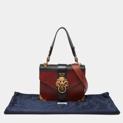 Prada Brown/Black Leather Animalier Cahier Flap Top Handle Bag