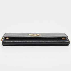 Pre Owned Prada Black Saffiano Move Leather Oro Chain Wallet On chain