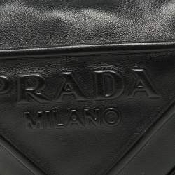 Pre Owned Prada Black Leather Triangle Shoulder Bag