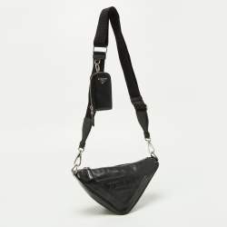 Pre Owned Prada Black Leather Triangle Shoulder Bag