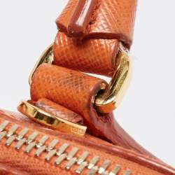 Pre Owned Prada Orange Saffiano Leather Small Promenade Satchel