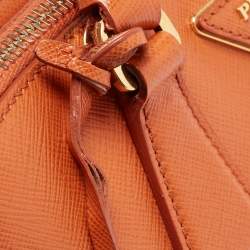 Pre Owned Prada Orange Saffiano Leather Small Promenade Satchel
