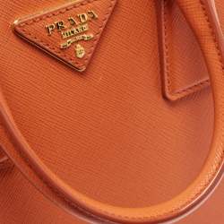 Pre Owned Prada Orange Saffiano Leather Small Promenade Satchel
