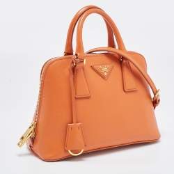 Pre Owned Prada Orange Saffiano Leather Small Promenade Satchel