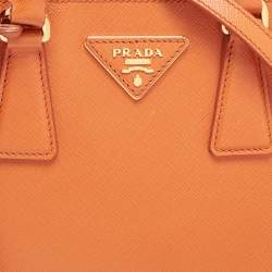 Pre Owned Prada Orange Saffiano Leather Small Promenade Satchel