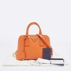 Pre Owned Prada Orange Saffiano Leather Small Promenade Satchel