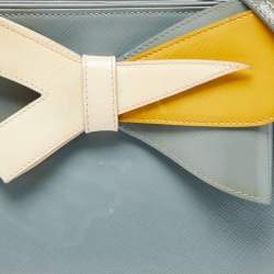 Pre Owned Prada Tri Color Saffiano Patent Leather Bow Crossbody Bag
