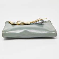 Pre Owned Prada Tri Color Saffiano Patent Leather Bow Crossbody Bag