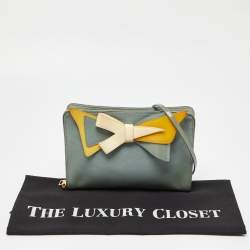 Pre Owned Prada Tri Color Saffiano Patent Leather Bow Crossbody Bag