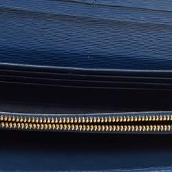 Prada Navy Blue Move Leather Logo Flap Continental Wallet