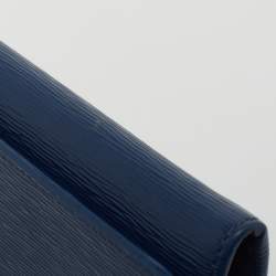 Prada Navy Blue Move Leather Logo Flap Continental Wallet