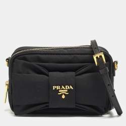 Pre Owned Prada Black Nylon Bow Crossbody Bag