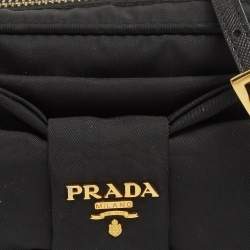 Pre Owned Prada Black Nylon Bow Crossbody Bag