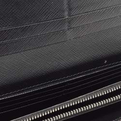 Prada Black Leather Palm Tree Print Flap Continental Wallet